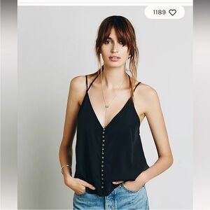 Free People Shimmy Shaker tank top camisole size S oversized charcoal fits M